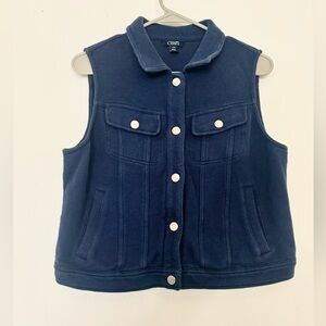 CHAPS NAVY BLUE VINTAGE SNAP BUTTON UP SWEATER VEST SZ LARGE